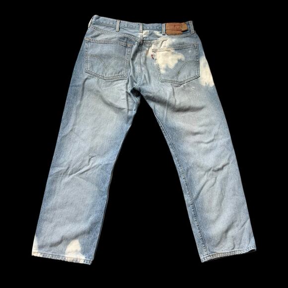Vintage 90s Levi's 501 Button Fly Jeans Denim Distressed Bleached 38x30 - Picture 1 of 9
